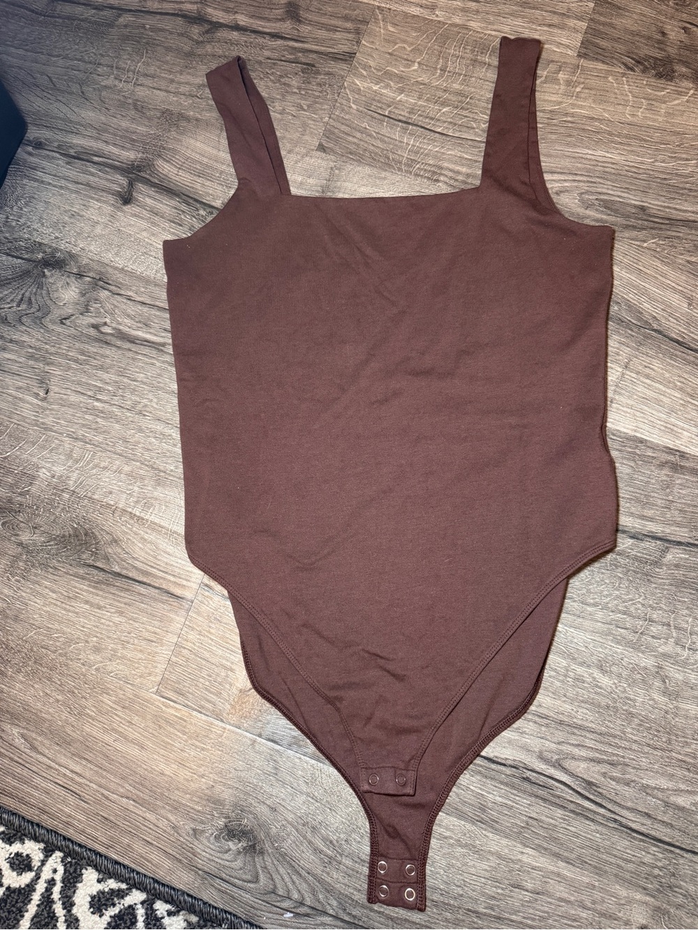 Brown Square Neck One-Piece Bodysuit